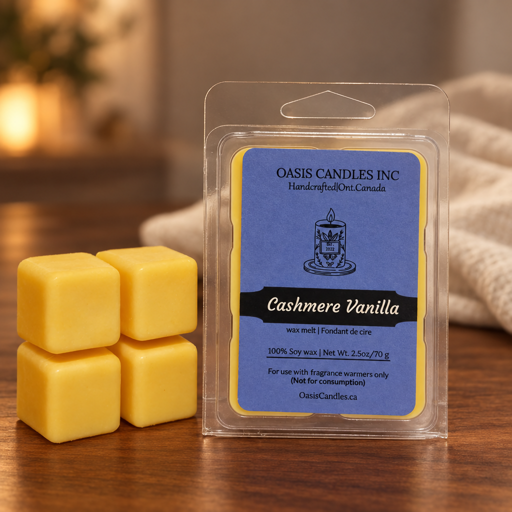 Cashmere Vanilla wax melts evening scene