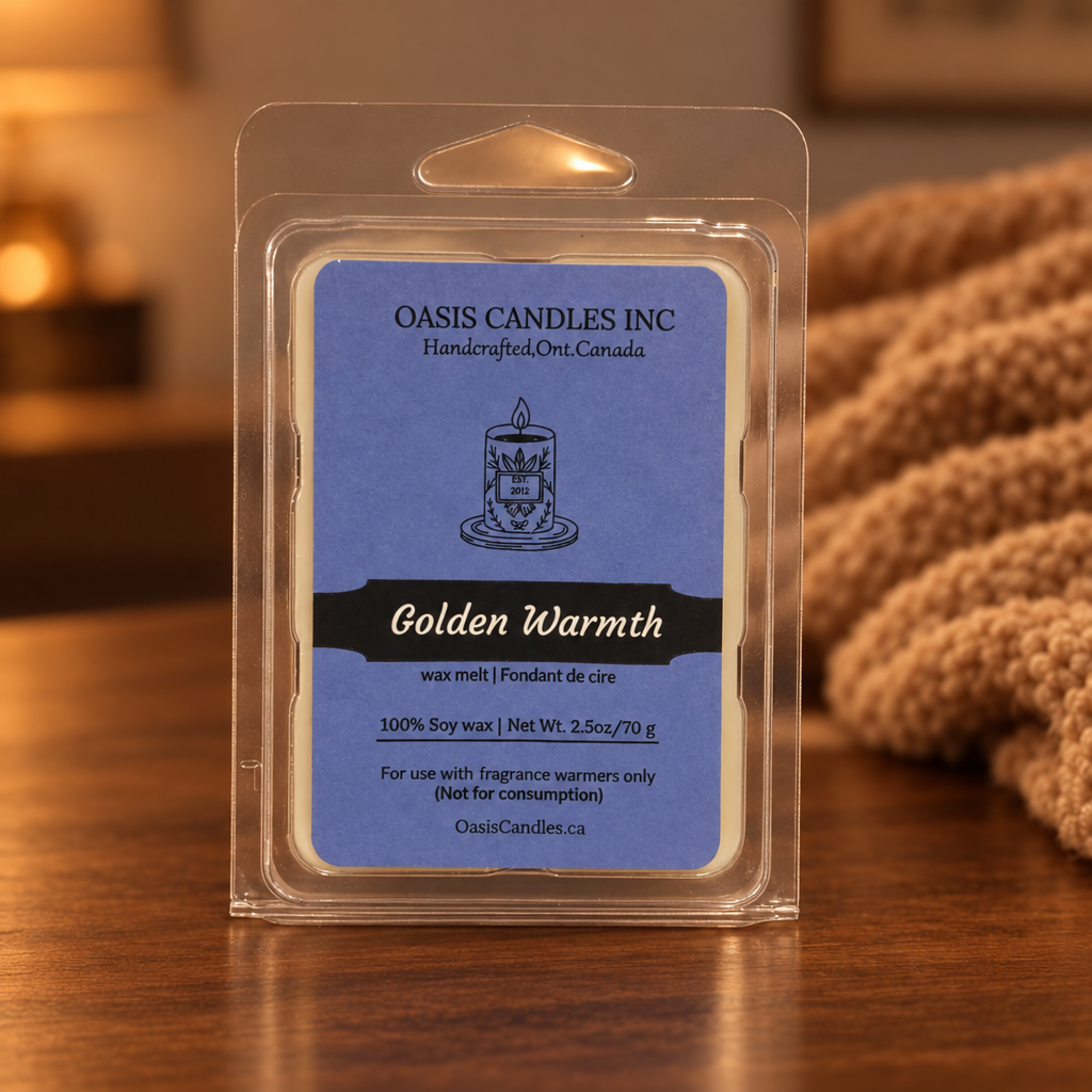 Golden Warmth wax melts cozy evening scene