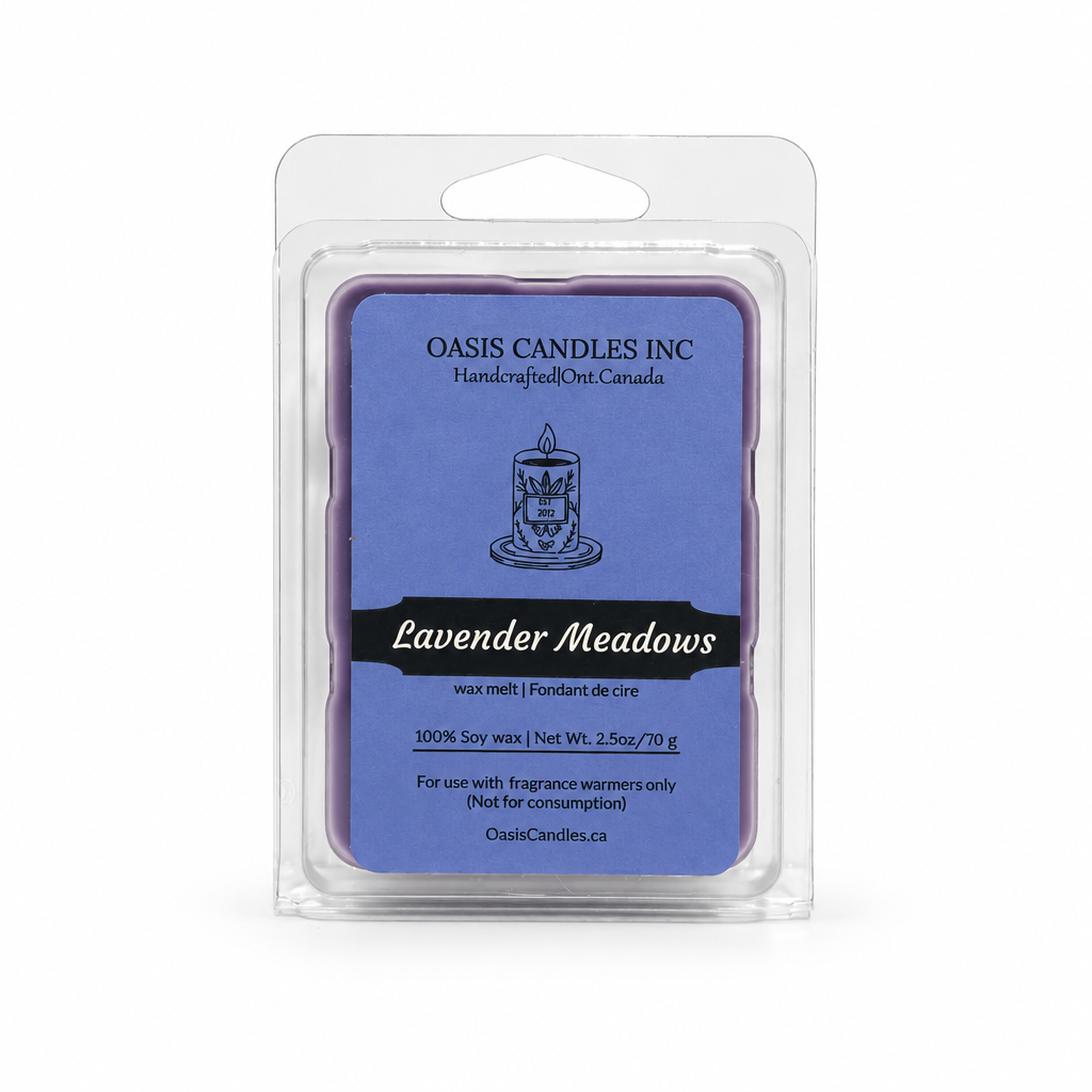 Lavender Meadows wax melts solid white background